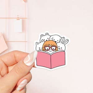 una ragazza che legge adesivi, adesivo libresco, regalo per gli amanti dei libri, Merch libresco, adesivo Kindle, Smut Reader, amante della lettura, e-reader