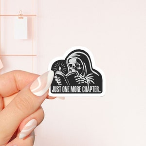 Skeleton reading Sticker , bookish Sticker ,book lover gift , bookish Merch , Kindle Sticker , Smut Reader , reading lover, e-reader