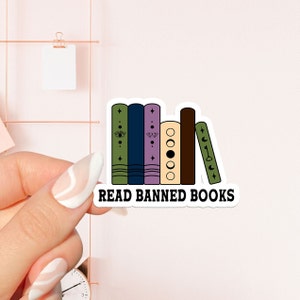 Pegatina &quot;Leer libros prohibidos&quot;, pegatina &quot;librero&quot;, regalo para amantes de los libros, artículos para amantes de los libros, pegatina para Kindle, lector de obscenidades, amante de la lectura, lector electrónico