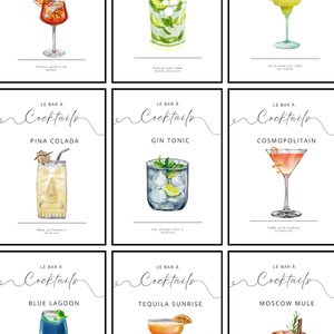 Conjunto de 10 carteles de cócteles