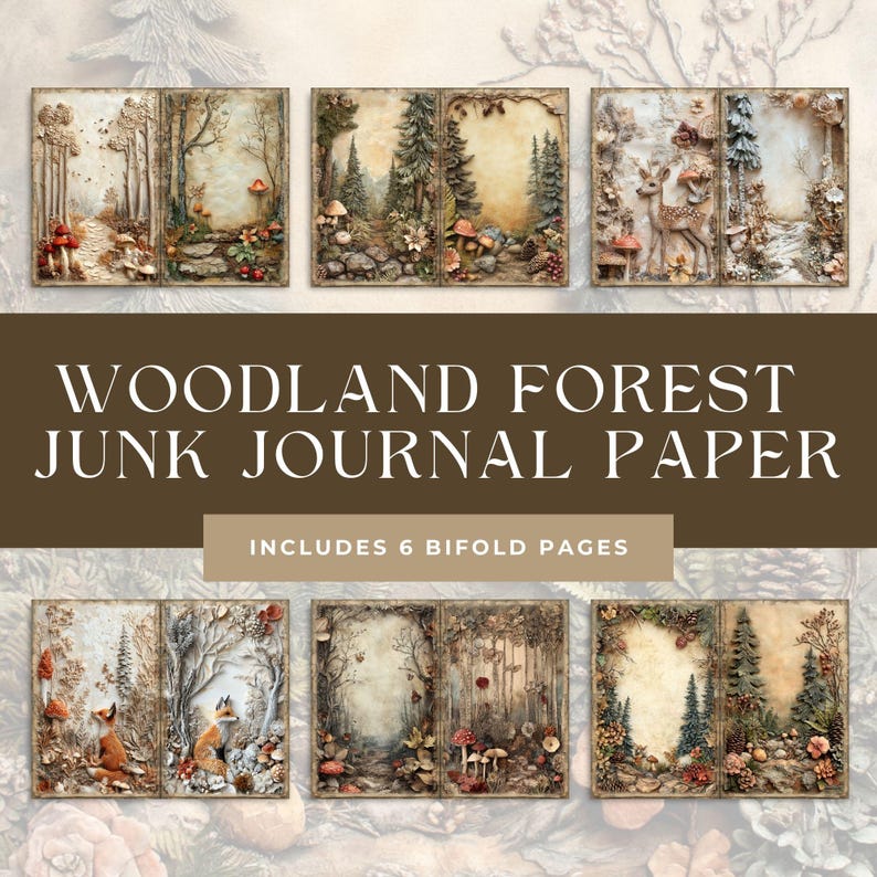 Forest Bifold Junk Journal Pages, Nature Woodland Printable Paper ...