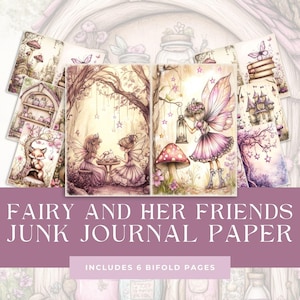 Pages de journal indésirable des fées, paquet de papier lunatique de fées de champignon, téléchargement numérique de jardin magique violet pastel, imprimables de châteaux de fantaisie