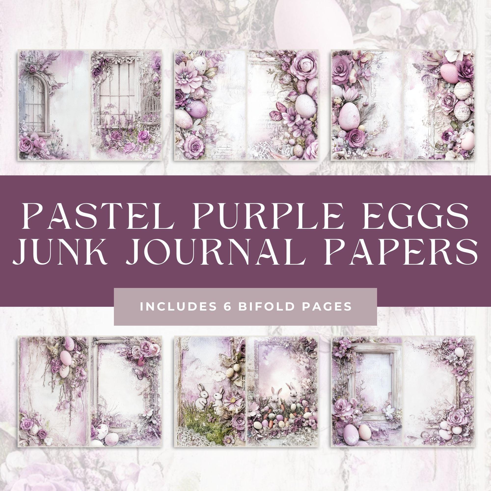 Easter Bifold Junk Journal Pages, Spring Bunny Eggs, Vintage Pastel ...