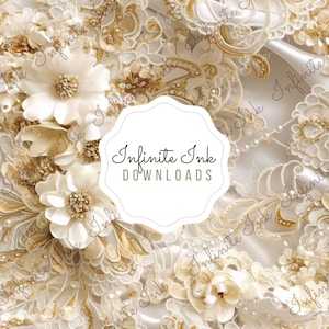 Vintage Lace Floral Seamless Pattern - Coquette Lace Fabric Texture Effect - White Ivory Lace - PNG - Digital Download - Fabric Sublimation