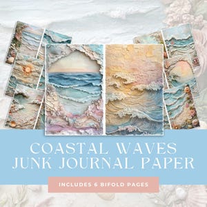 Puede incluir: Seis páginas de papel texturizado con un tema costero que presenta olas oceánicas, conchas marinas y una puesta de sol. El papel está diseñado para su uso en diarios de chatarra. Incluye 6 páginas plegadas en dos.