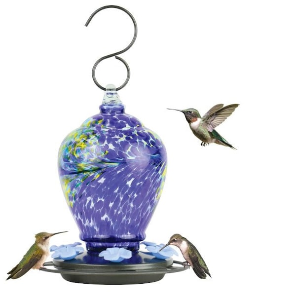 Artisan Gravity Spring Rain Hummingbird Feeder | Hand Blown Glass Beauty by Bird Products AGF2