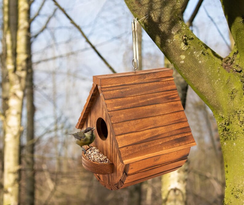 2 Pair of Outdoor Bird Houses Charming Hanging Homes for Bluebirds