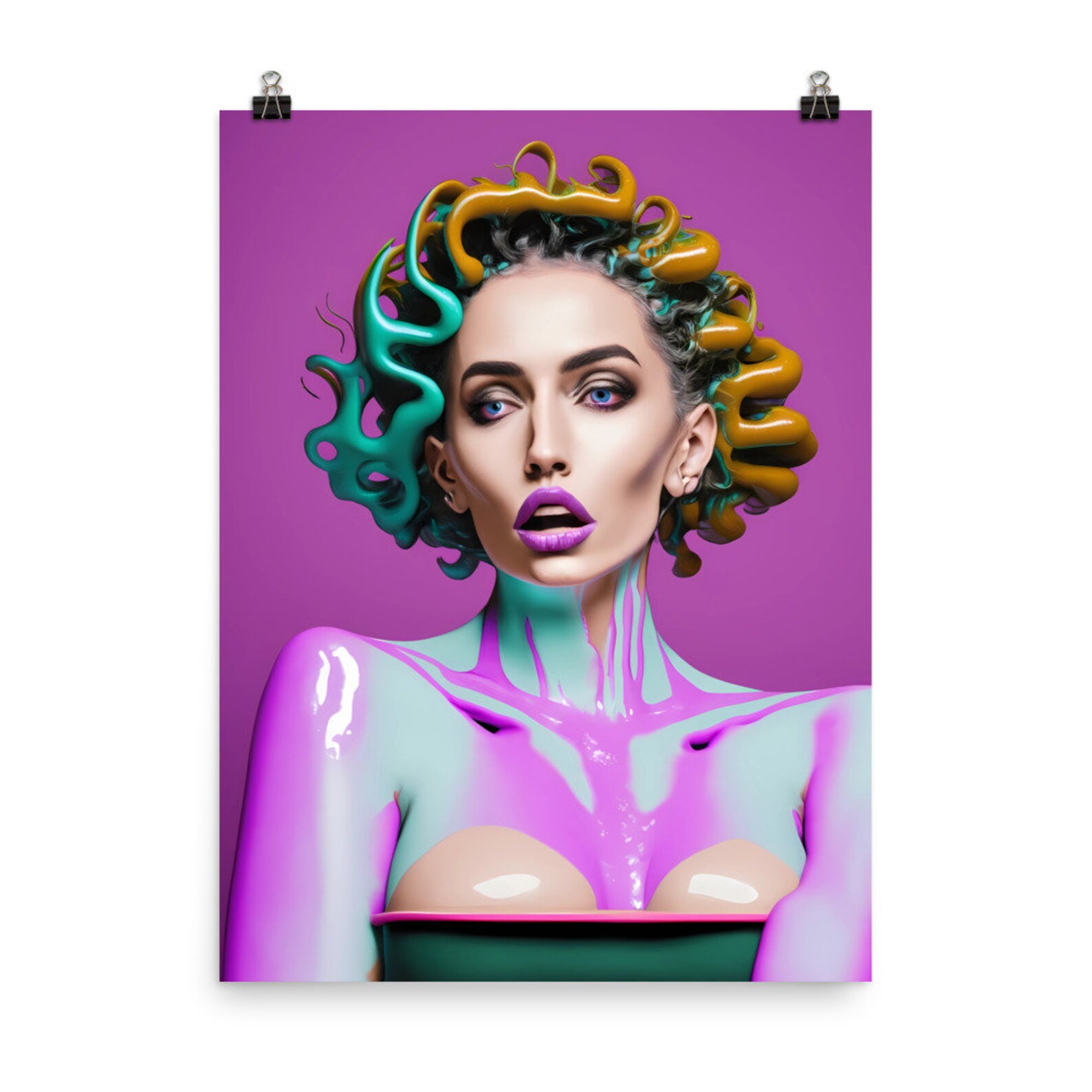 Trippy Drippy Paint Drip Fashion Model Editorial Pretty Face Girl