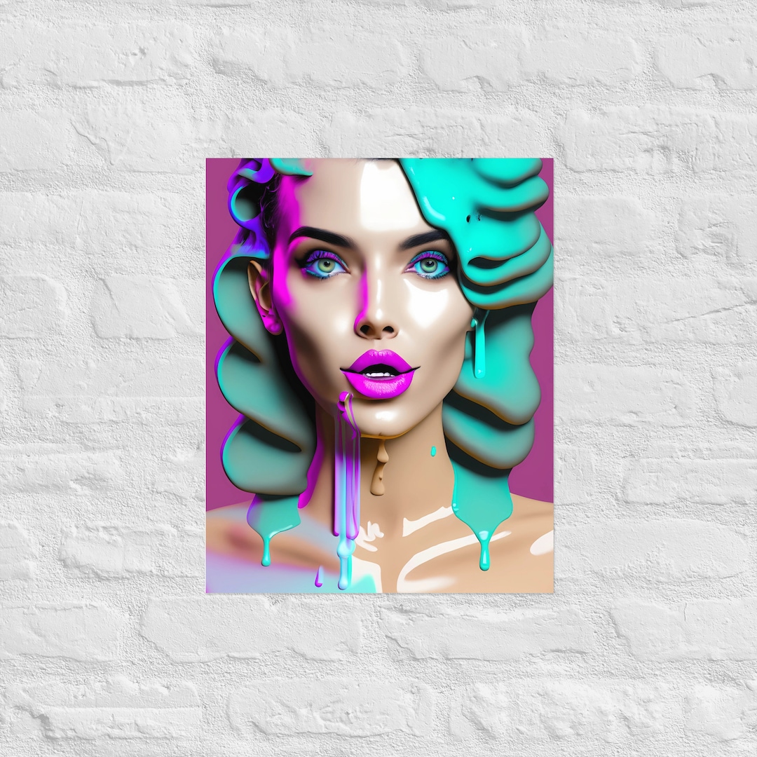 Trippy Drippy Paint Drip Fashion Model Pretty Face Girl Beauty Stylised