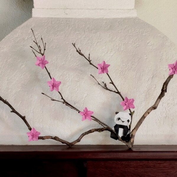 Branche décorative Fleurs de cerisier et Panda