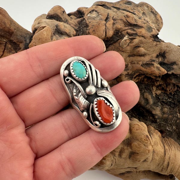 Vintage Turquoise Sterling Silver Ring Size 9