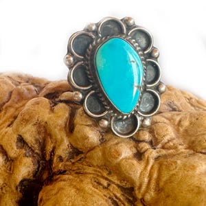Size 10.5 Vintage Navajo Turquoise Sterling Silver  Ring