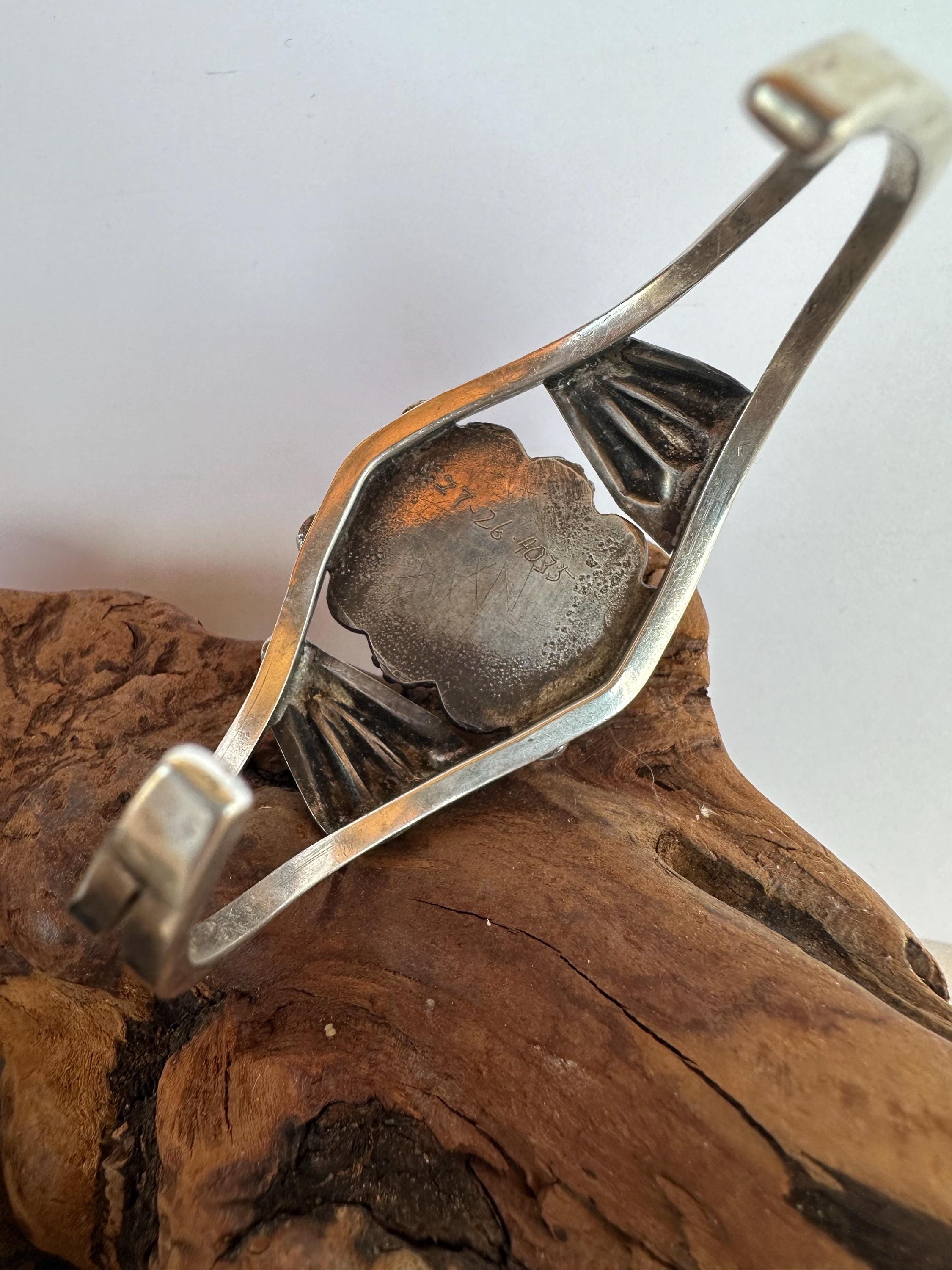 Old Pawn Vintage Navajo Kingman Turquoise Sterling Silver Cuff Bracelet ...