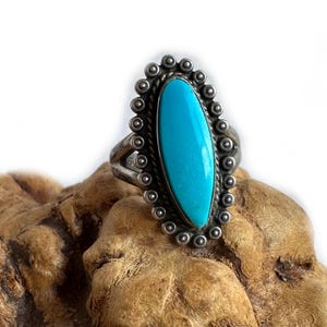 Size 5.5 Vintage Navajo Turquoise Sterling Silver Ring - E12
