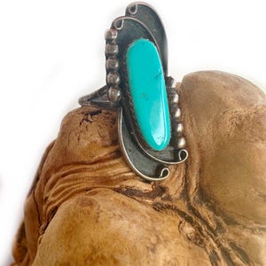 Size 7 Vintage Navajo Turquoise Sterling Silver  Ring