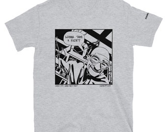 Contact (1997) Comic - Wanna Take a Ride? - Gray Softstyle T-Shirt