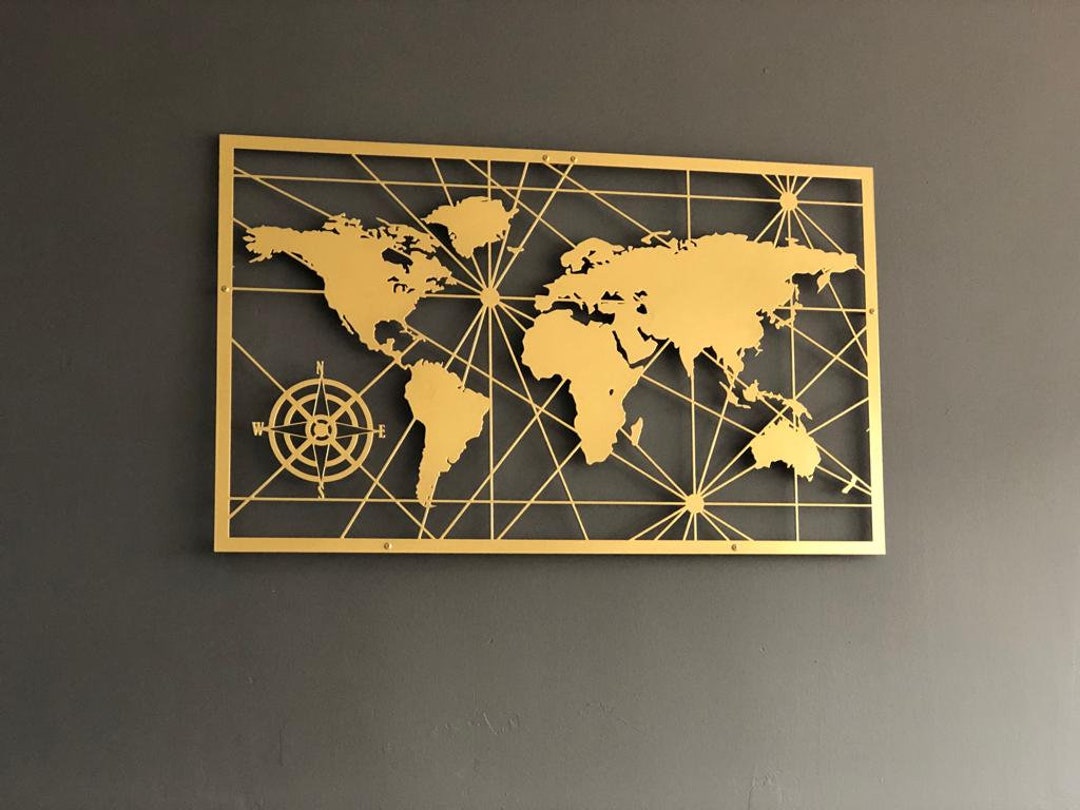 Metal World Map World Map Wall Art, Metal Wall Art, Housewarming Gift