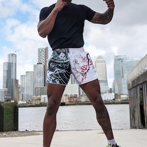 Cherry Blossom Vintage Print Pattern Muay Thai Boxing Shorts main image 1