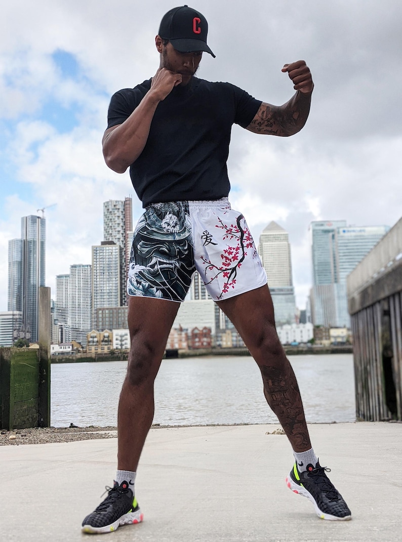 Cherry Blossom Pink Print Pattern Muay Thai Boxing Shorts