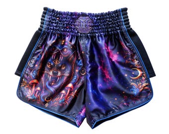 Pantalones cortos de Muay Thai Wild Awake de color morado intenso