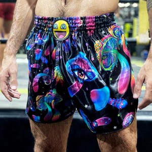 Hippie Psychedelic Mushroom Muay Thai Boxing Shorts