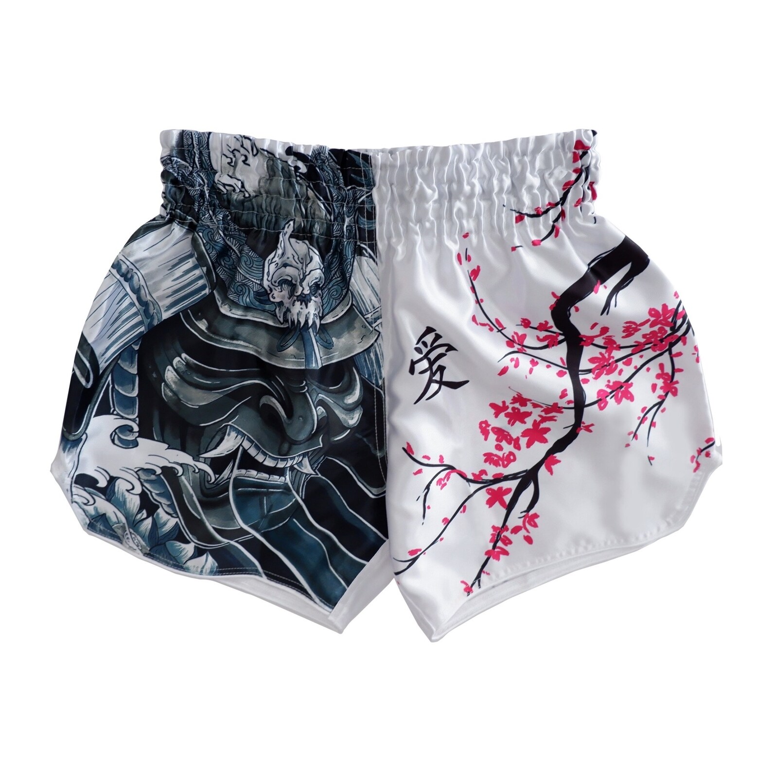Cherry Blossom White Print Pattern Muay Thai Boxing Shorts