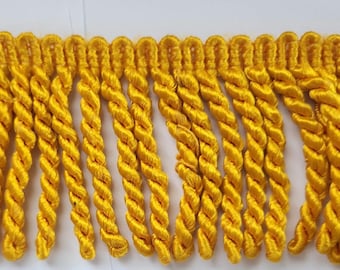 3" Yellow Gold Cotton Mix Rayon Bullion Fringe- (sold by the yard)