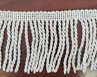 3" Thin Metallic Silver Rayon Bullion Fringe-(Sold by the yard)