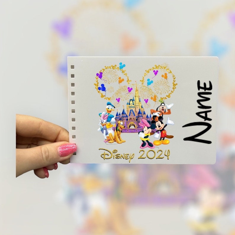 Personalised Disney A6 Autograph Book. Various designs. Signature Character Book. Gold Mickey Castle
