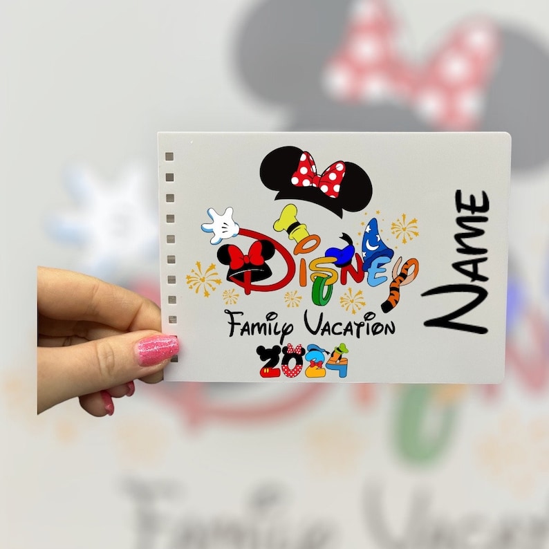 Personalised Disney A6 Autograph Book. Various designs. Signature Character Book. Minnie Hat