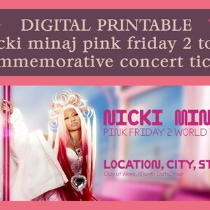 Digital druckbare benutzerdefinierte Nicki Minaj Pink Freitag 2 Tour Gedenk Konzertkarte