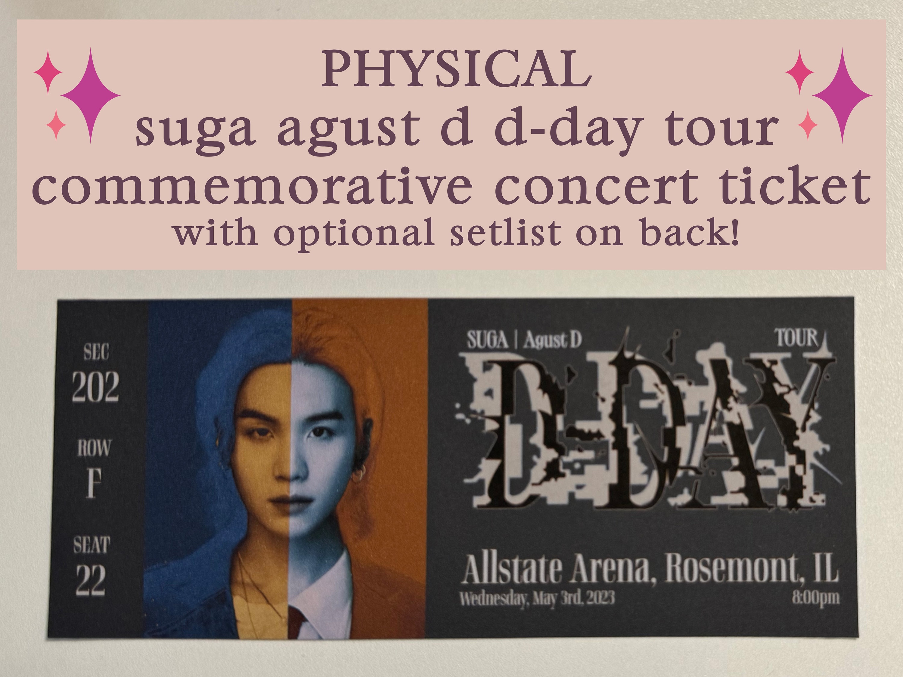 Physical Custom BTS SUGA Agust D D-day Tour Personalized Commemorative