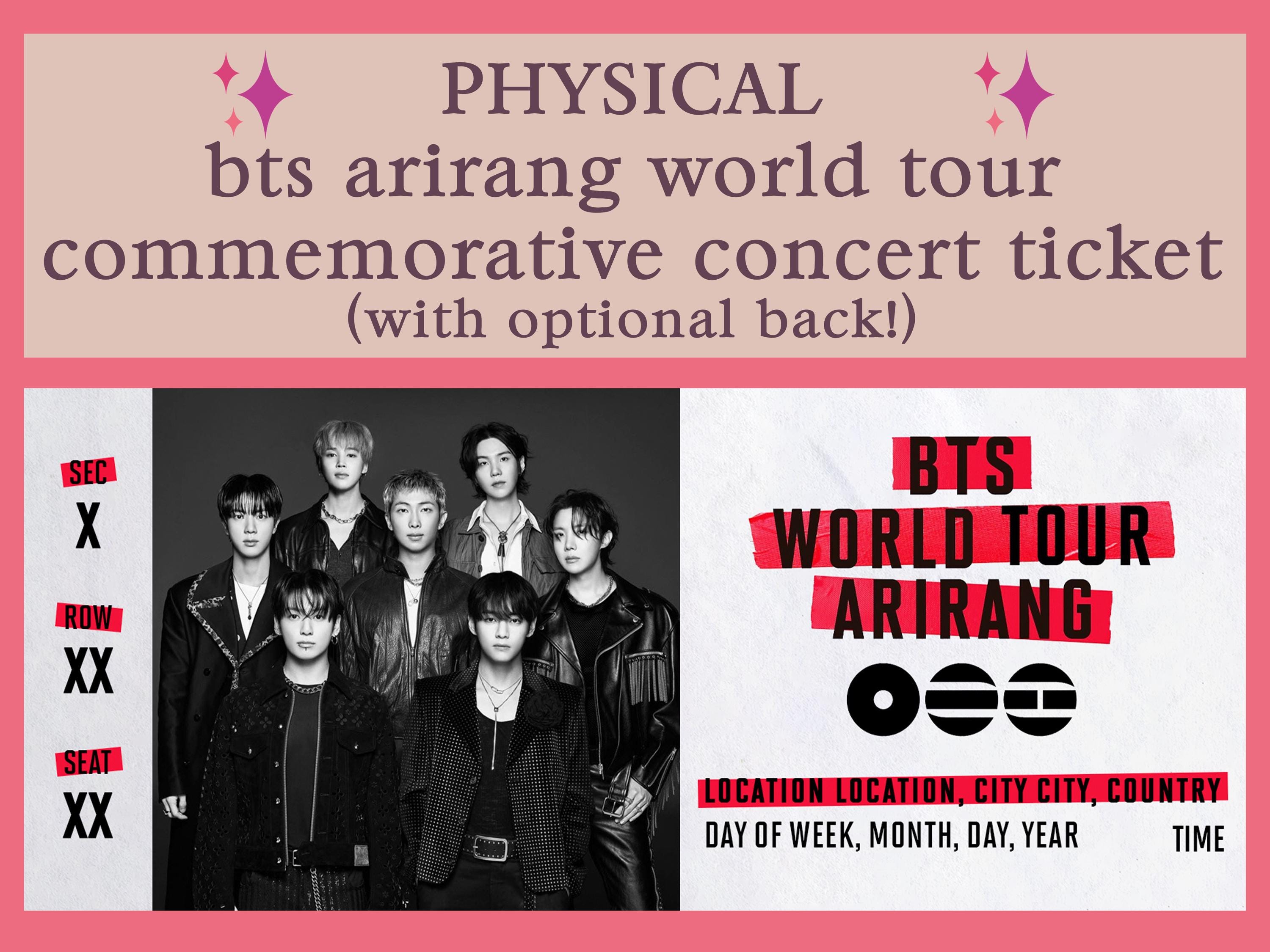 Physical Custom BTS Arirang World Tour Personalized Commemorative