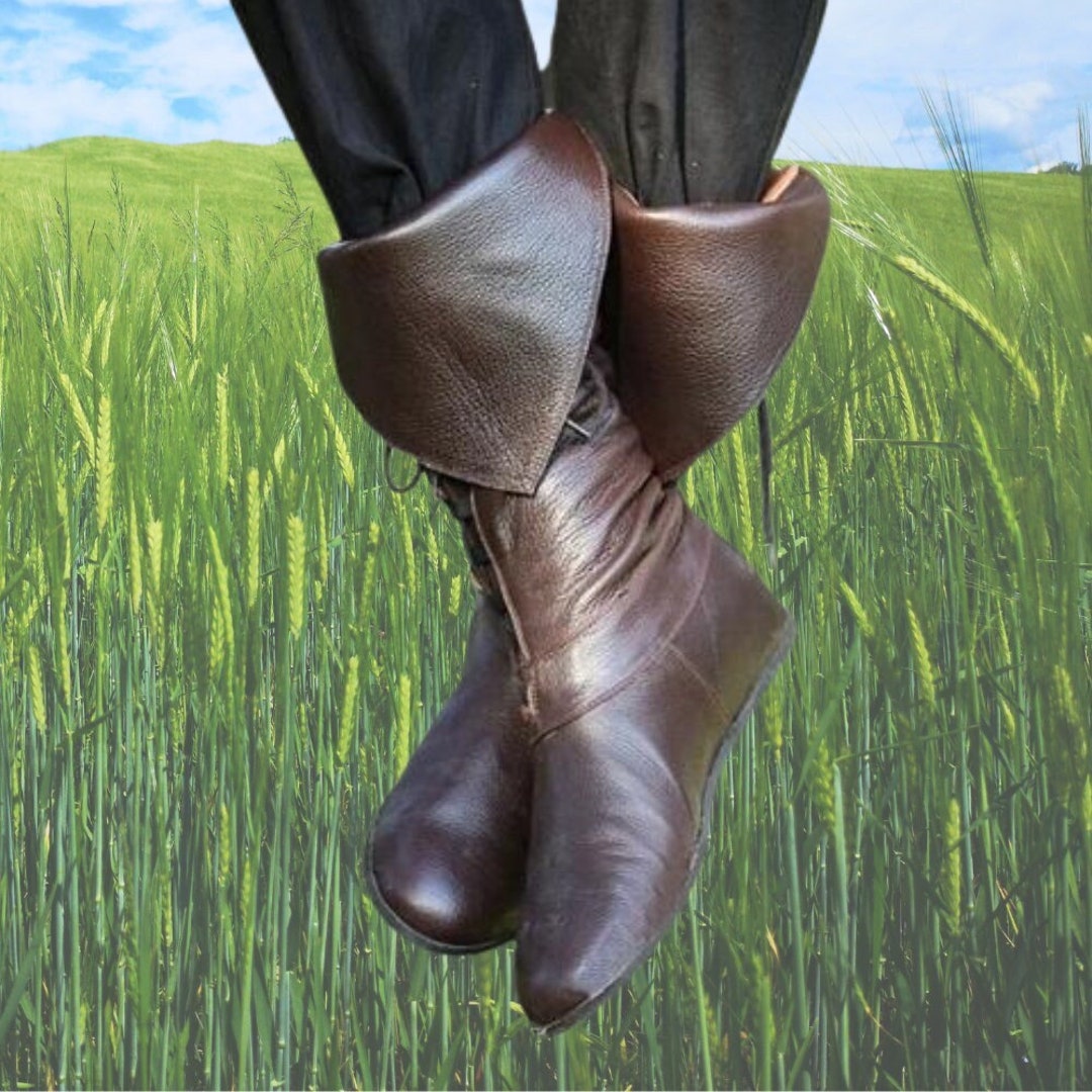 Mens Medieval Viking Cosplay Boots Steampunk PU Leather Boots LARP