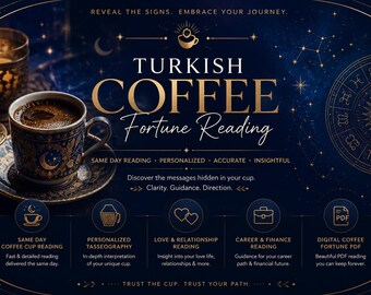 Turkish Coffee Fortune Reading, Same Day Coffee Cup Reading, Personalized Tasseography, Love & Career Reading, Digital Coffee Fortune PDF