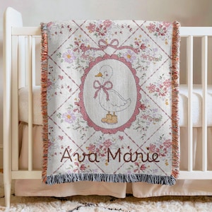 Personalisierte Baby Decke Mädchen Gans Kinderzimmer Dekorationen Angepasste Name Decke Persönliches Babypartygeschenk Benutzerdefinierte Neugeborenen Andenken Geschenk
