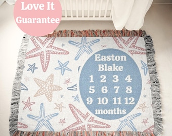 Custom Milestone Blanket Boys, Personalized Months Blanket, Custom Newborn Blanket, Baby Growth Chart, Monthly Photo Prop, Baby Shower Gift