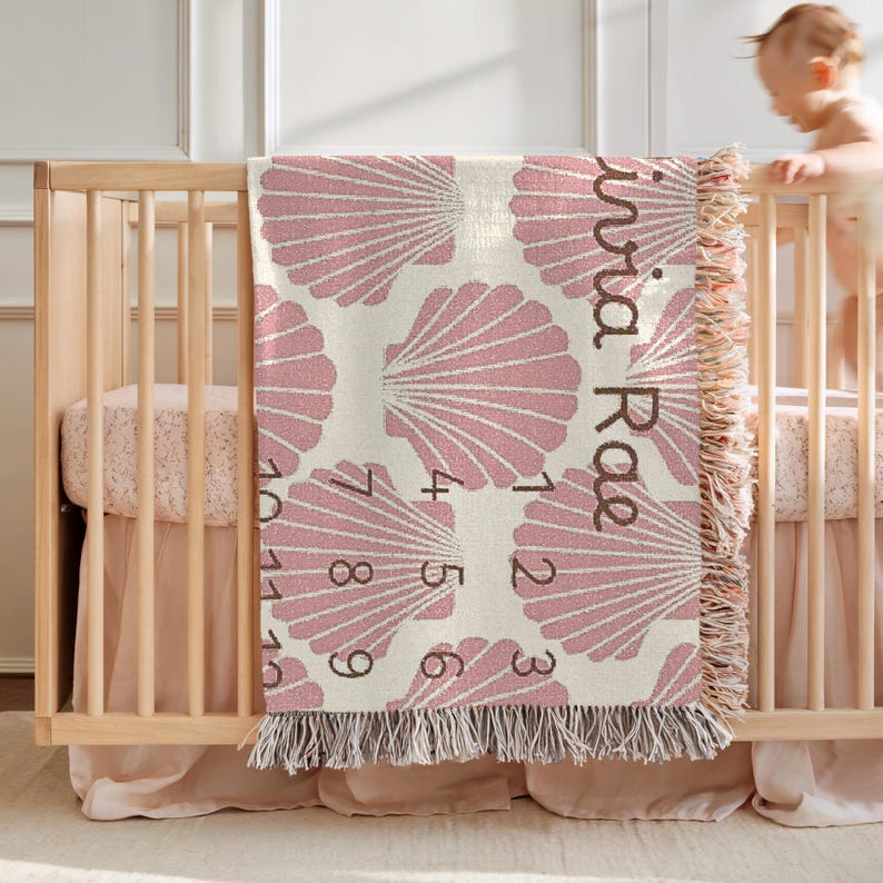 Personalized Baby Milestone Blanket Girls Name Blanket Customized Girls Blanket Ocean Theme Blanket Custom Baby Blanket Pink Seashells Nursery Decorations Beach Themed Nursery Customized Girl Blanket Under The Sea Nursery Ocean Nursery Decoration personalized baby blanket with seashells design
custom cotton woven blanket for girls ocean-themed toddler blanket
girls ocean nursery decor starfish beach throw blanket Girls Pink Blanket Baby Name Blanket Gift Ocean Theme Baby Blanket Beach Baby