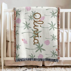 Baby Girl Name Blanket Personalized Ocean Nursery Decoration Seashells Baby Blanket Girls Under The Sea Baby Shower Gift Newborn Keepsake