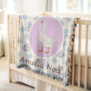 Personalisierte Baby Decke Mädchen Gans Kinderzimmer Dekorationen Angepasste Name Decke Persönliches Babypartygeschenk Benutzerdefinierte Neugeborenen Andenken Geschenk