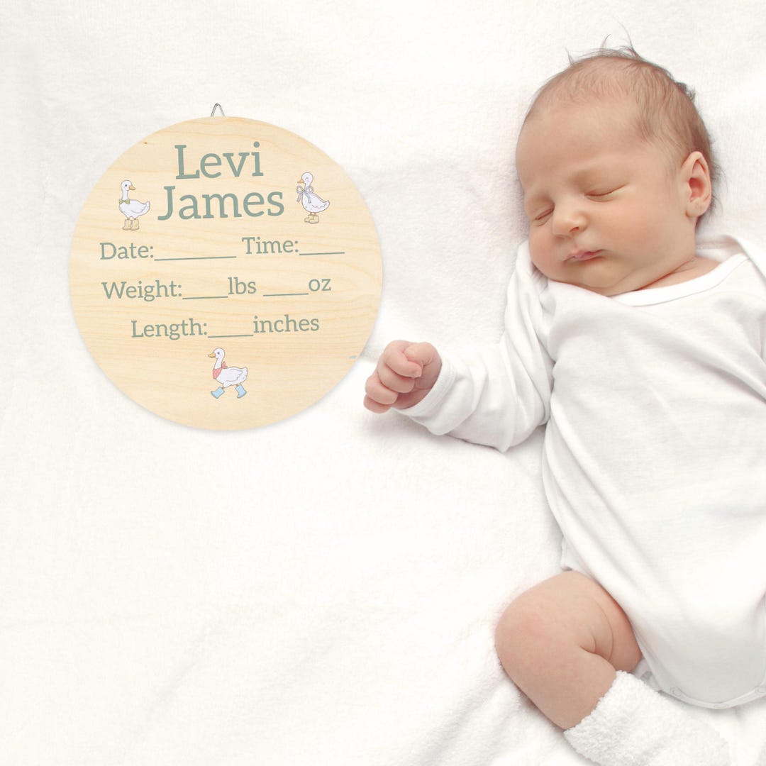Baby Boy Birth Stat Sign, Round Wood Sign Baby Name, Newborn Stats ...