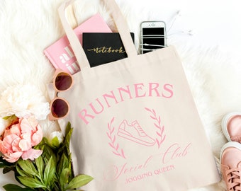 Cotton Canvas Tote Bag Personal Gifts Preppy Aesthetic Coquette Runner Gifts Running Social Club Coquett Gift For Runners Casual Tote Bag