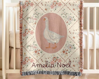 Personalized Baby Blanket Girls Goose Nursery Decorations Customized Name Blanket Personal Baby Shower Gift Custom Newborn Keepsake Gift