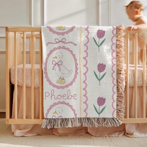 Personalized Baby Blanket Girls Name Blanket Goose Nursery Decorations Personal Baby Shower Gift Newborn Keepsake Gift Baby Girl Gift