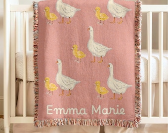 Personalized Name Blanket Goose Nursery Decoration Baby Girl Blanket First Middle Name Blanket Personal Baby Shower Gift Newborn Keepsake