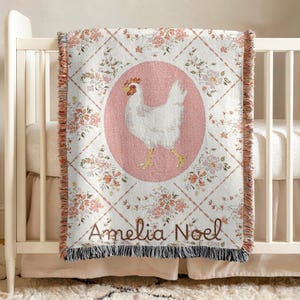Personalized Baby Blanket Girls Farm Nursery Decorations Custom Girls Name Blanket Personal Baby Shower Gift Newborn Keepsake Gift