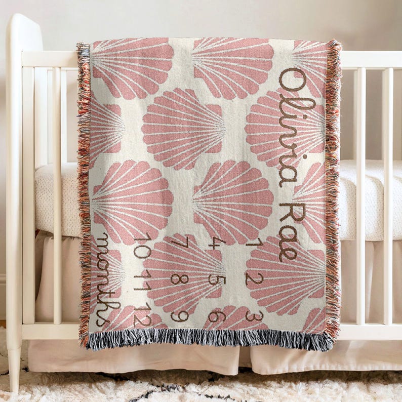 Seashell Milestone Blanket Girls Baby Name custom embroidered blanket for nursery decor
personalized baby blanket with seashells
ocean design cotton blanket for girls
custom name throw blanket for kids room Beach Nursery Decoration Custom First Middle Name Blanket Nursery Decore Coastal Nursery Baby Girl Blanket Baby Blanket Beach Nursery Decorations Ocean Nursery Decorations Pink and Orange Baby Blanket Summer Baby Gift Surfer Girl Baby Blanket Tropical Baby Blanket Seashell Baby Girl Blanket