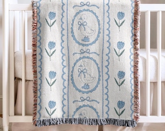 Goose Baby Blanket Girls Goose Nursery Decorations Personal Baby Shower Gift Newborn Keepsake Gift Baby Girl Gift Goose Themed Blanket Woven