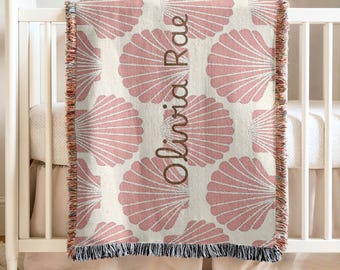Personalized Baby Blanket Girls Ocean Nursery Decorations Customized Name Blanket Personal Baby Shower Gift Custom Newborn Keepsake Gift