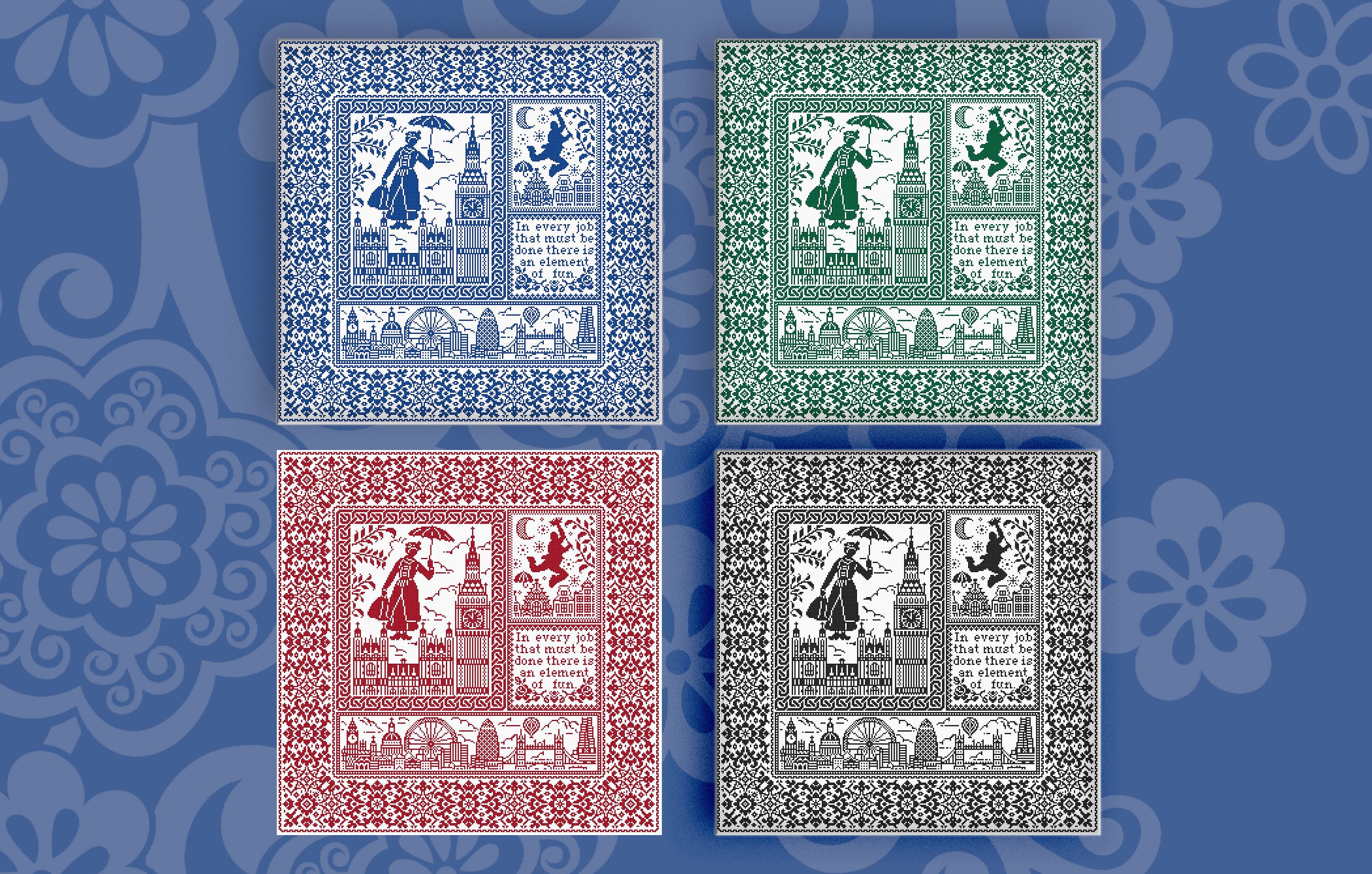 Mary Poppins Cross Stitch Pattern: England Big Ben Sampler (PDF